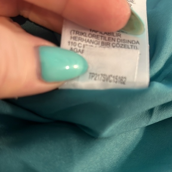 Tibi Savanna Cutout Dress NWT Long Sleeves Keyhole Waist Teal Lined Size 10 - Picture 13 of 14